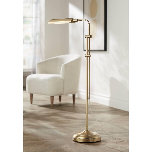 Tall Plated Aged Brass Led Adjustable Metal Shade For Living Room Reading Bedroo