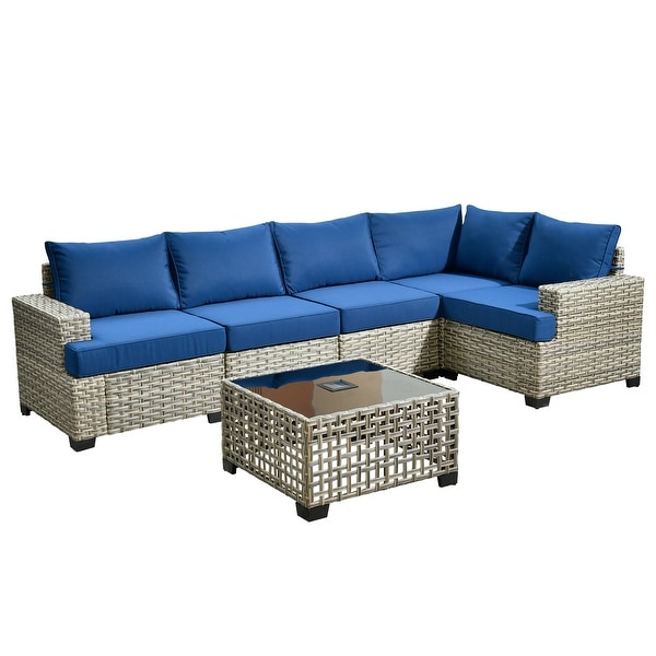 HOOOWOOO 6piece Patio Furniture Conversation Set with Coffee Table