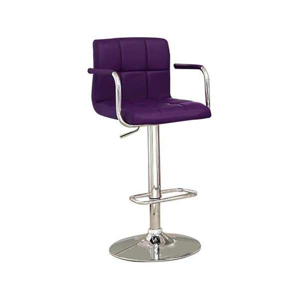 Corfu Contemporary Bar Stool With Arm In Purple Pu