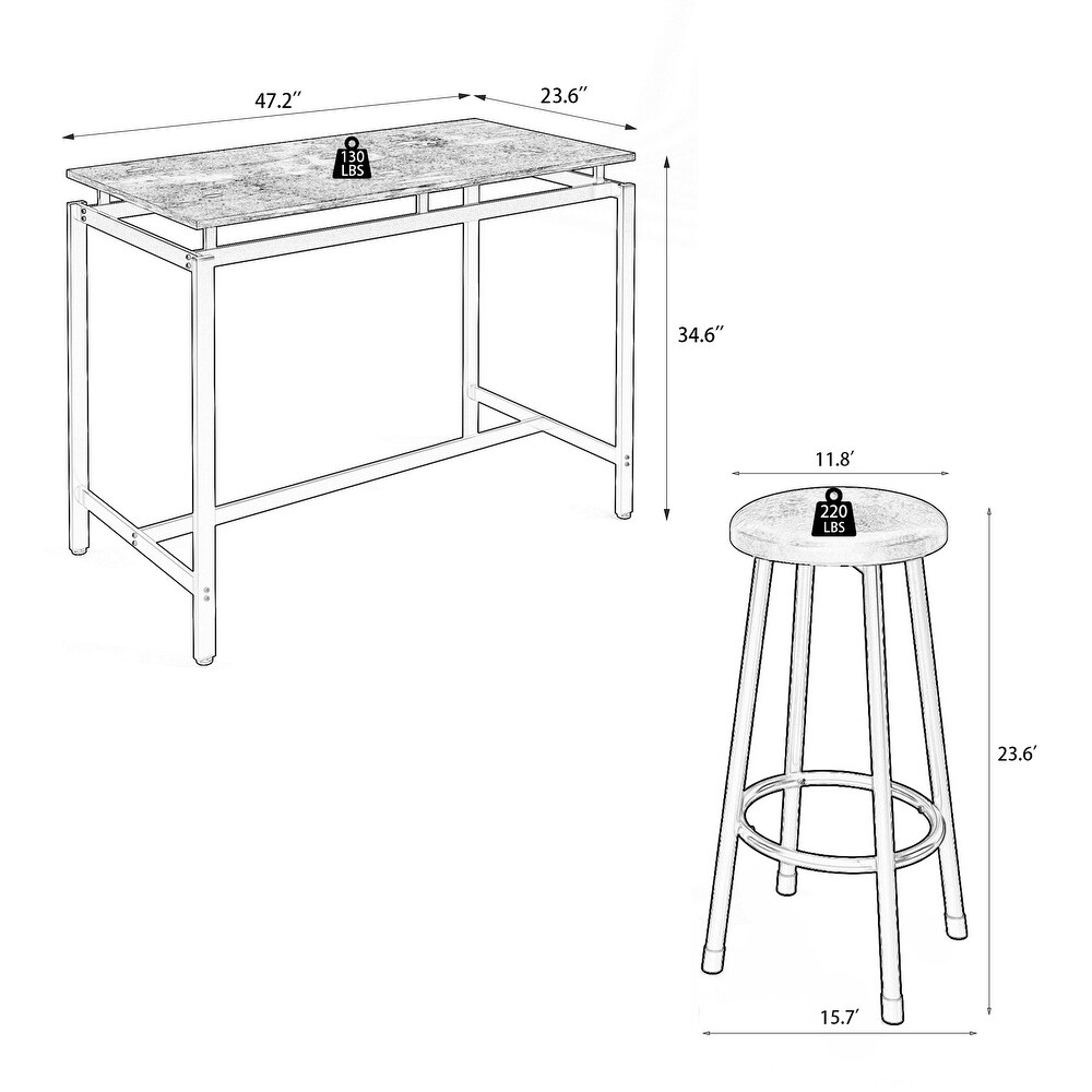 5 Piece Kitchen Counter Height Table Set  Bar Table with 4 Stools