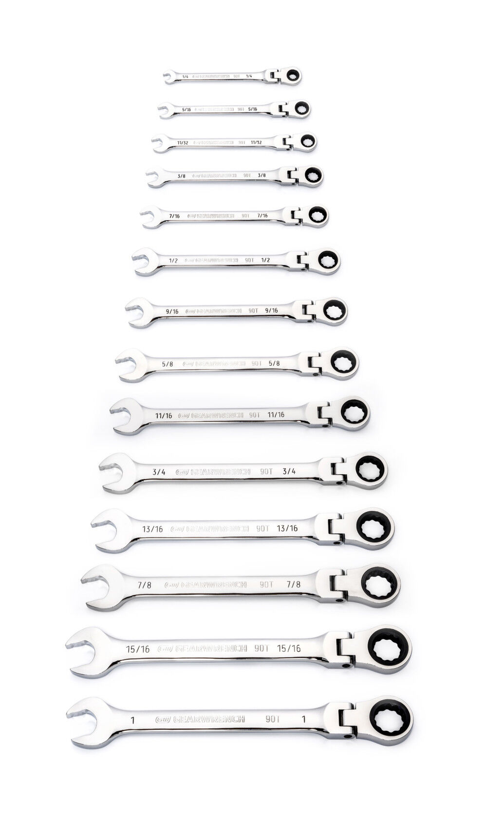 GEARWRENCH 14 Pc 90T 12 Point Flex Head Ratcheting Combination SAE Wrench Set 86759 from GEARWRENCH