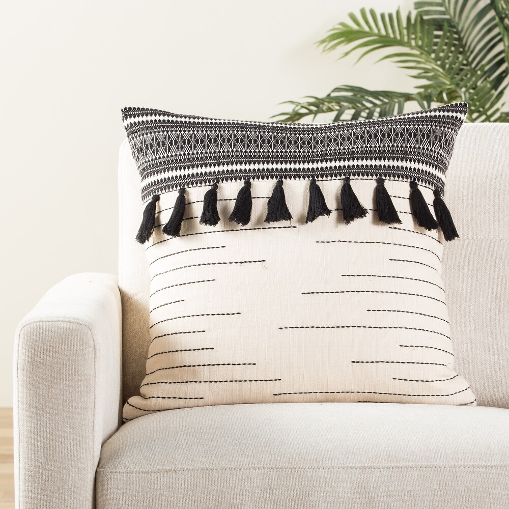 The Curated Nomad Otis Tribal Black/ Ivory Throw Pillow