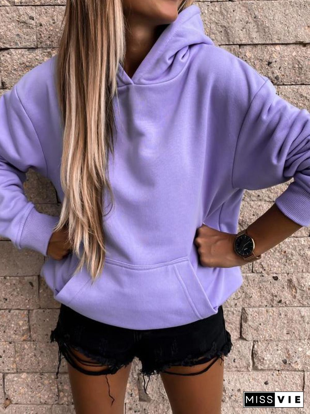 Women's Hoodies Long Sleeve Solid Pocket Hedging Hoodies