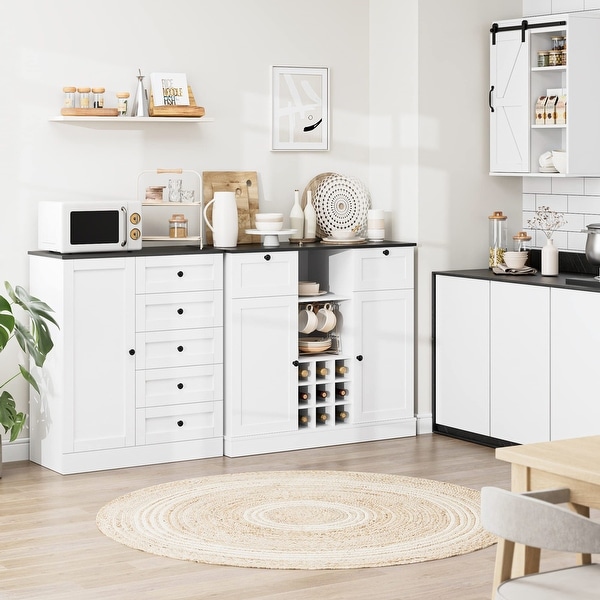 5 Drawer Dresser with Door， White Storage Cabinet with Drawers and Shelves， Modern Chest of Drawers Closet Organizers - - 37668247