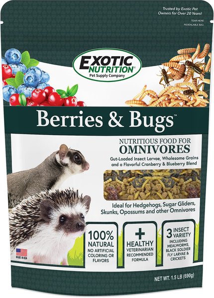 Exotic Nutrition Berries and Bugs Sugar Glider and Hedgehog Food， 1.5-lb bag