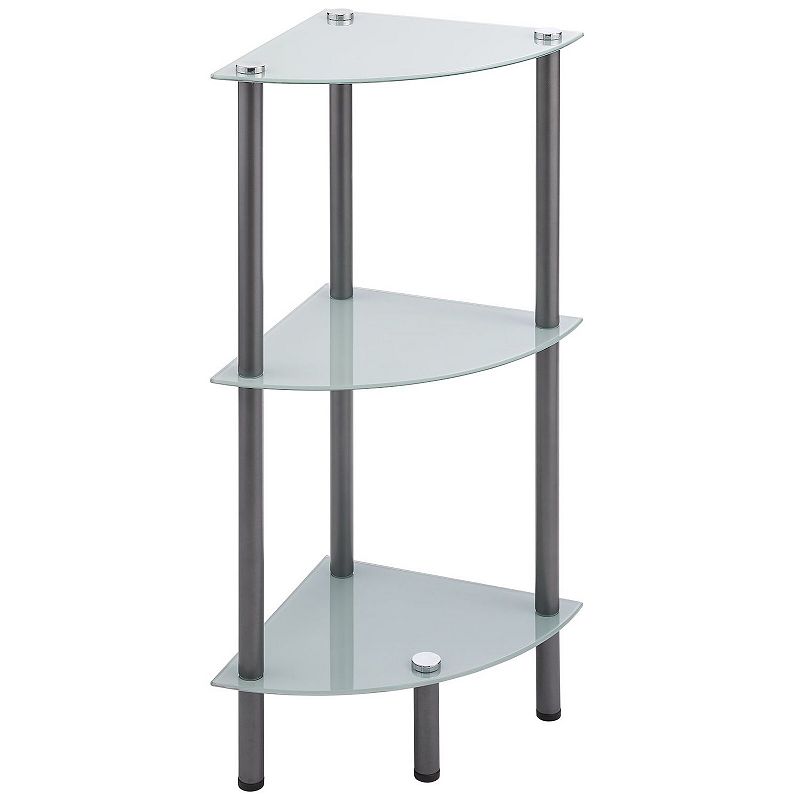 mDesign Glass/Metal Household Corner Organizer Shelf