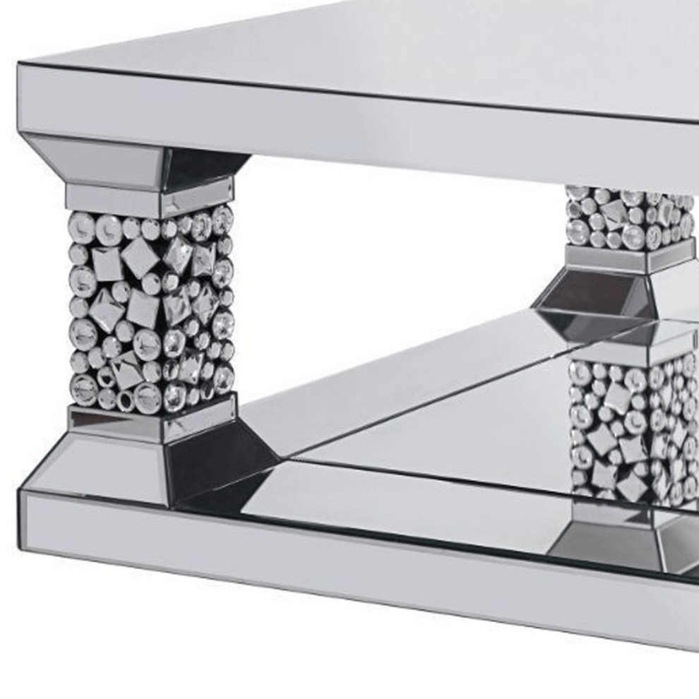 40 quotSilver Mirrored Square Mirrored Coffee Table   Coffee Tables   by HomeRoots  Houzz