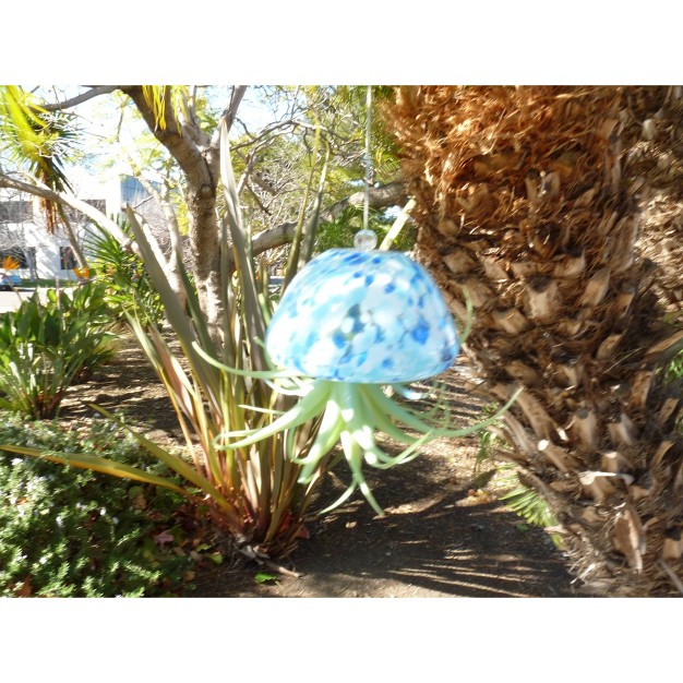 Glass Jellyfish With Faux Plant Blue Ultimate Innovations