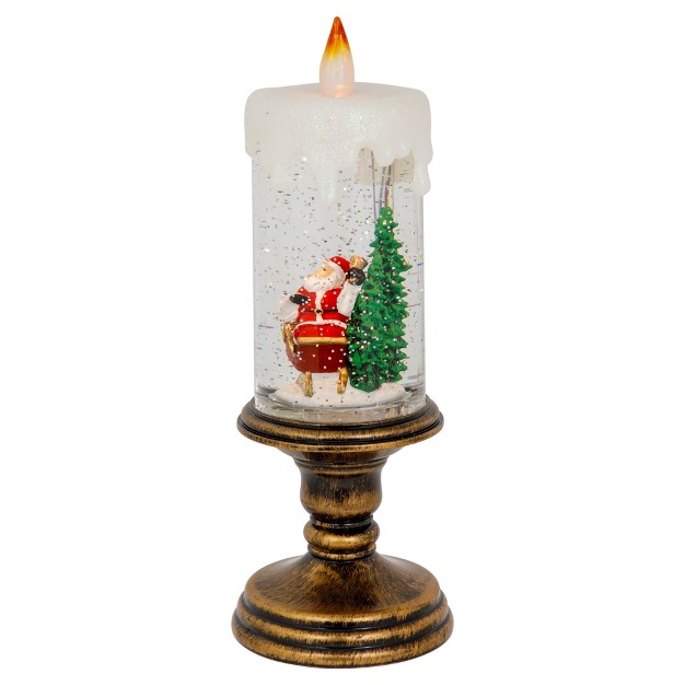 Pre lit Led Santa And Sleigh Candle Christmas Glitter Snow Globe