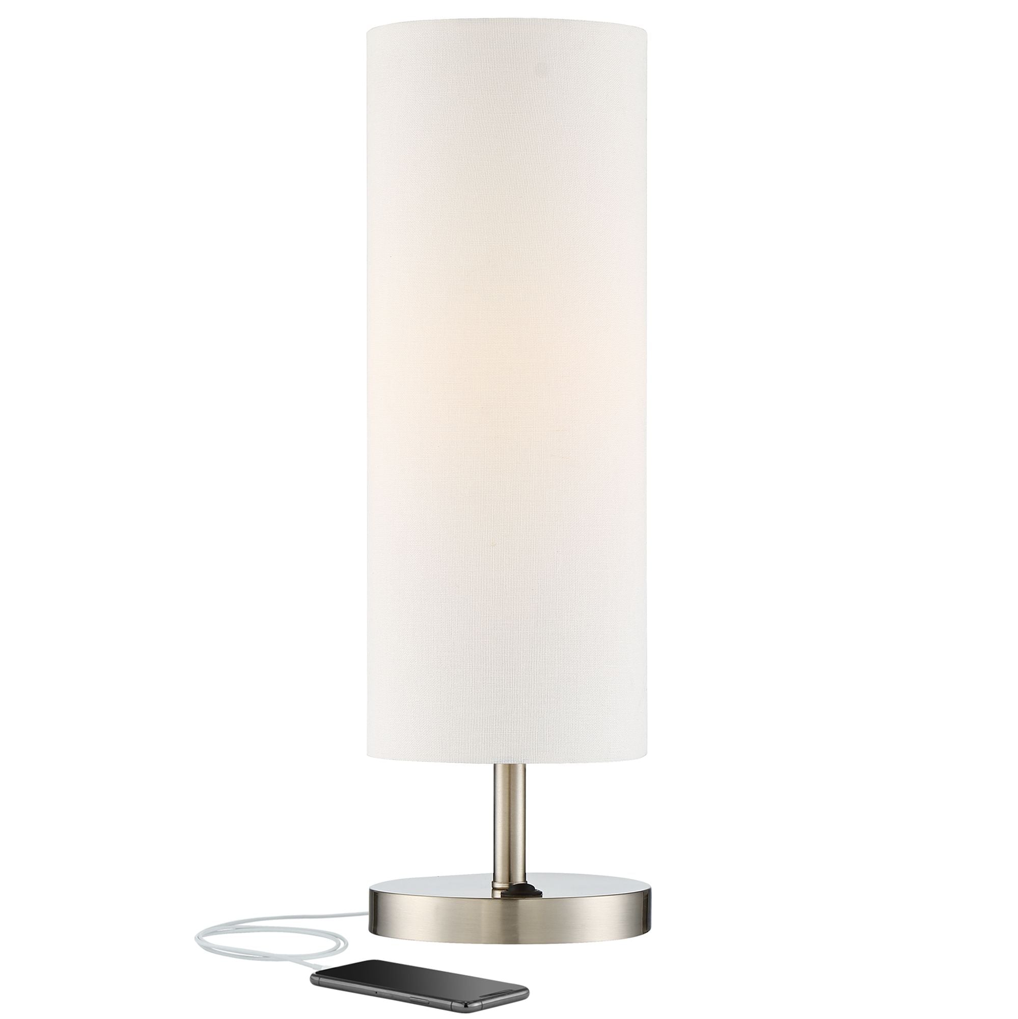 360 Lighting Modern Accent Table Lamp with Hotel Style USB and AC Power Outlet in Base 20