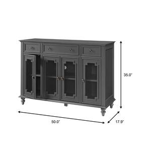 Home Decorators Collection Harriston Charcoal Black Solid Wood Glass Door Buffet M22084H1