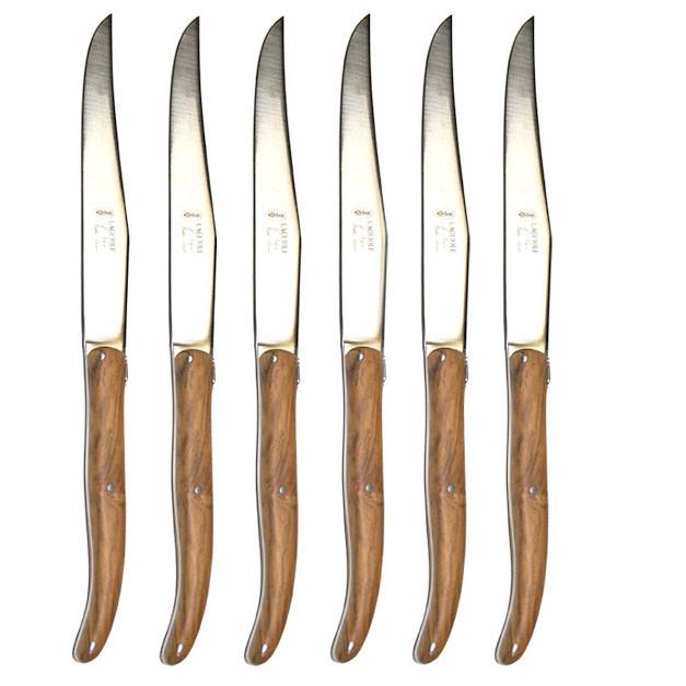 Laguiole Olivewood Knives in Wooden Box (Set of 6)