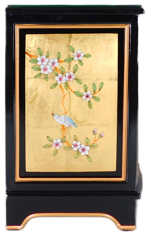 Oriental End Table Painted Bird and Flower Gold Leaf.   Asian   Side Tables And End Tables   by Oriental Furnishings  Houzz