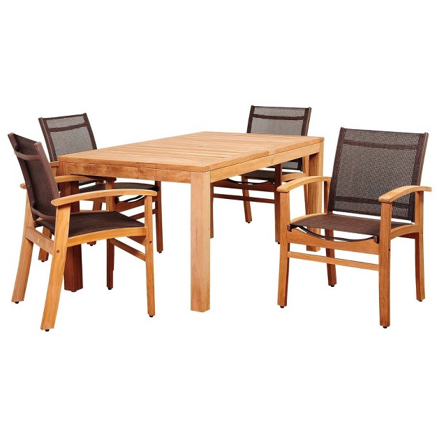 Devlin 5pc Patio Teak Wood Dining Set International Home Miami