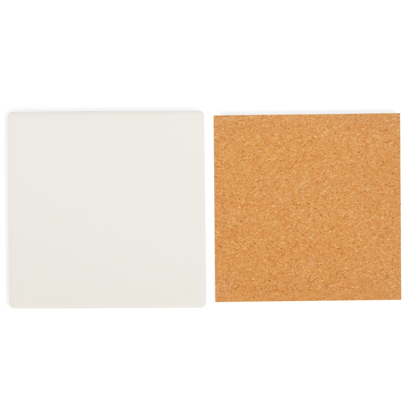 4 Inch Square Ceramic Tiles for Crafts with Cork Backing Pads， 12 Pack of Unglazed White DIY Coasters for Painting