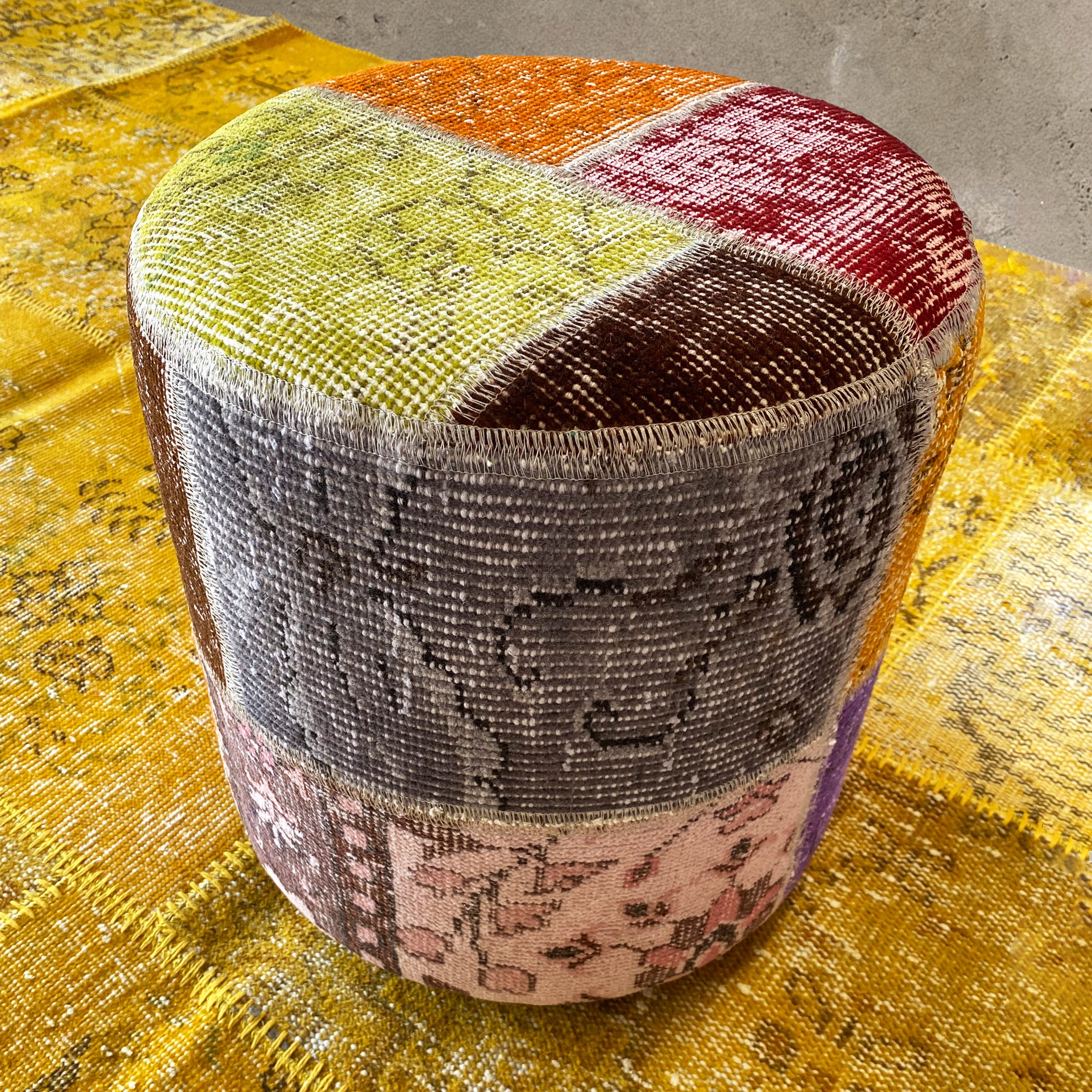 Hali X-Bursa Handmade Over Dyed Pouf Multi001