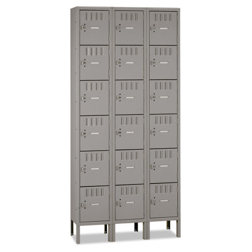 Tennsco Box Compartments with Legs， Triple Stack， 36w x 18d x 78h， Medium Gray (BS61218123MG)