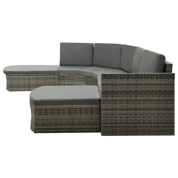 4 Piece Patio Lounge Set with Cushions Poly Rattan Gray - Overstock - 36363570