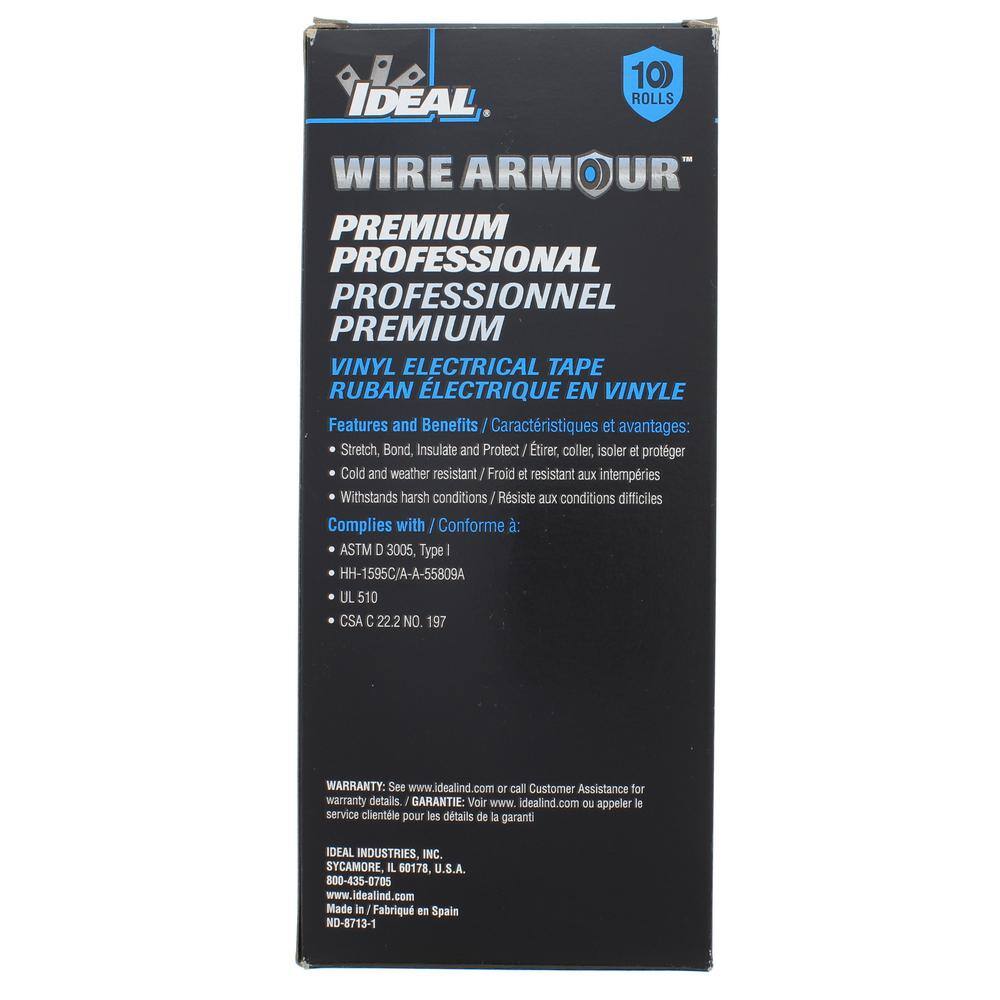 IDEAL Wire Armour 34 in. x 66 ft. Premium Vinyl Tape White (10-Pack) 46-35-WHT-10PK