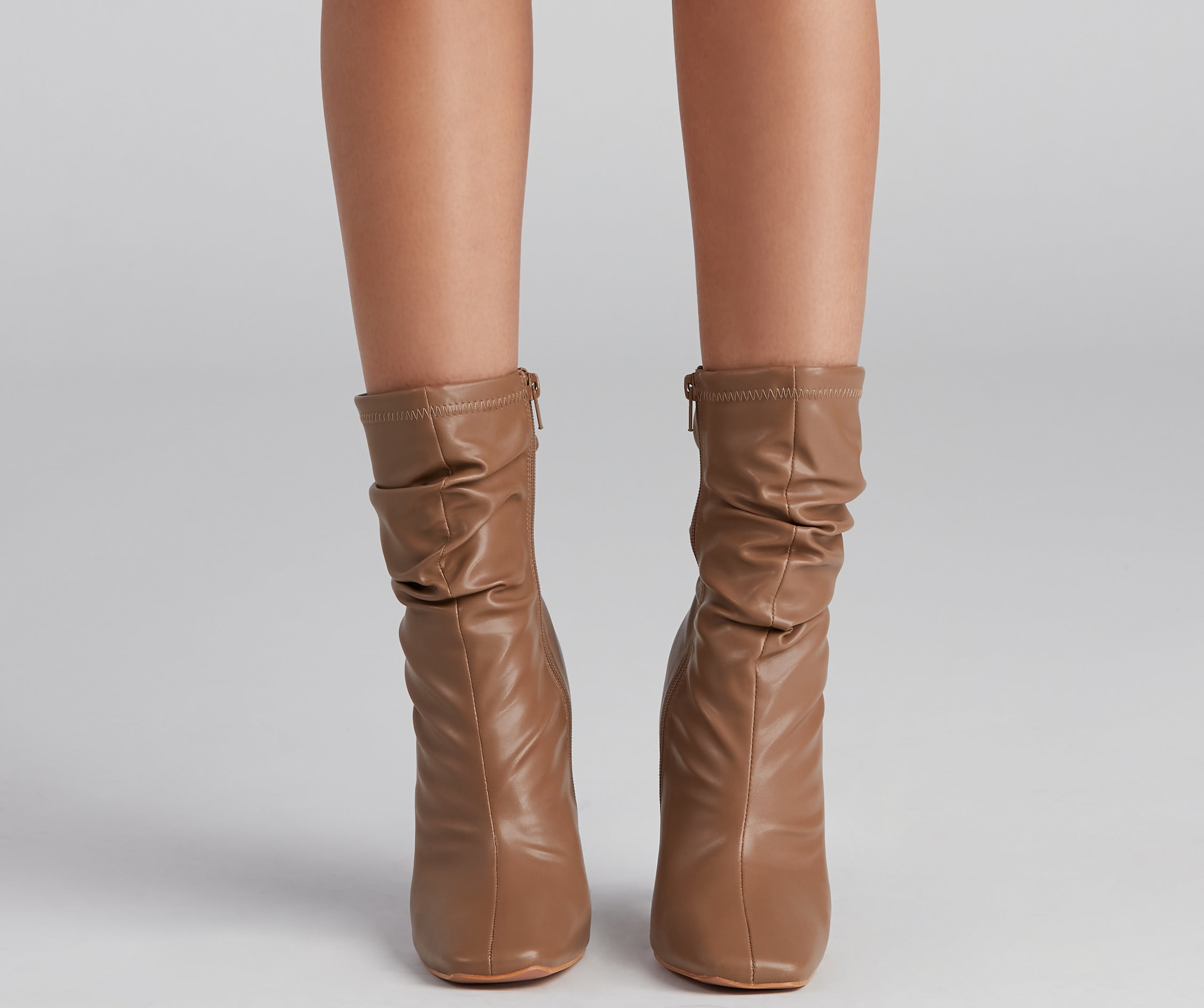 Ruched Life Faux Leather Booties