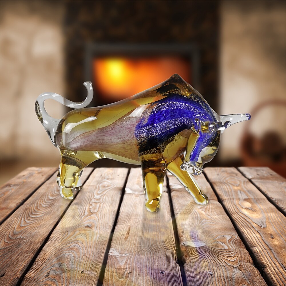 Rave Bull Handcrafted Art Glass Figurine