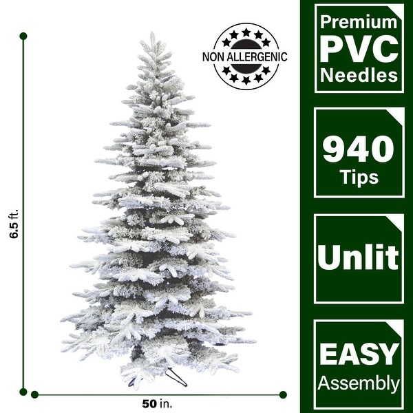 Fraser Hill Farm 6.5Ft. Flocked Pine Valley Christmas Tree