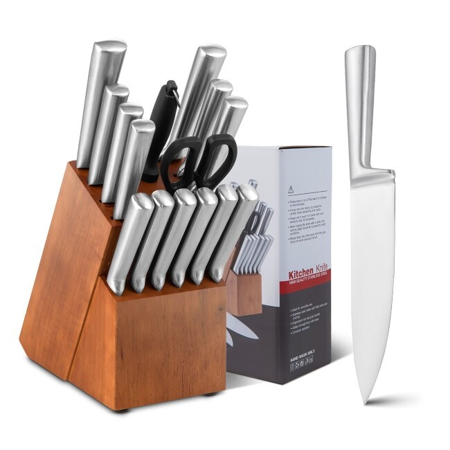 16-Piece Stainless Stee Kitchen Knife Set with Sharpener