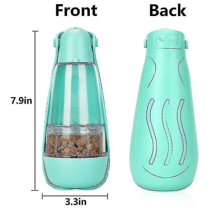 Dog Water Bottle， 3-in-1 Portable Travel Drinking Bottle 260 Ml And Dry Food Bottle Compartment， Dog