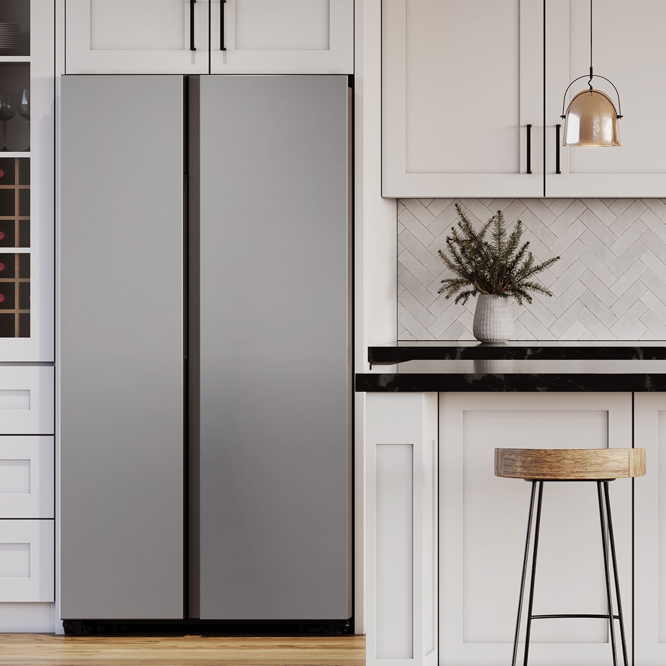  ADA Bespoke 28 Cu. Ft. Fingerprint Resistant Stainless Steel Smart Side-By-Side Refrigerator With Beverage Center