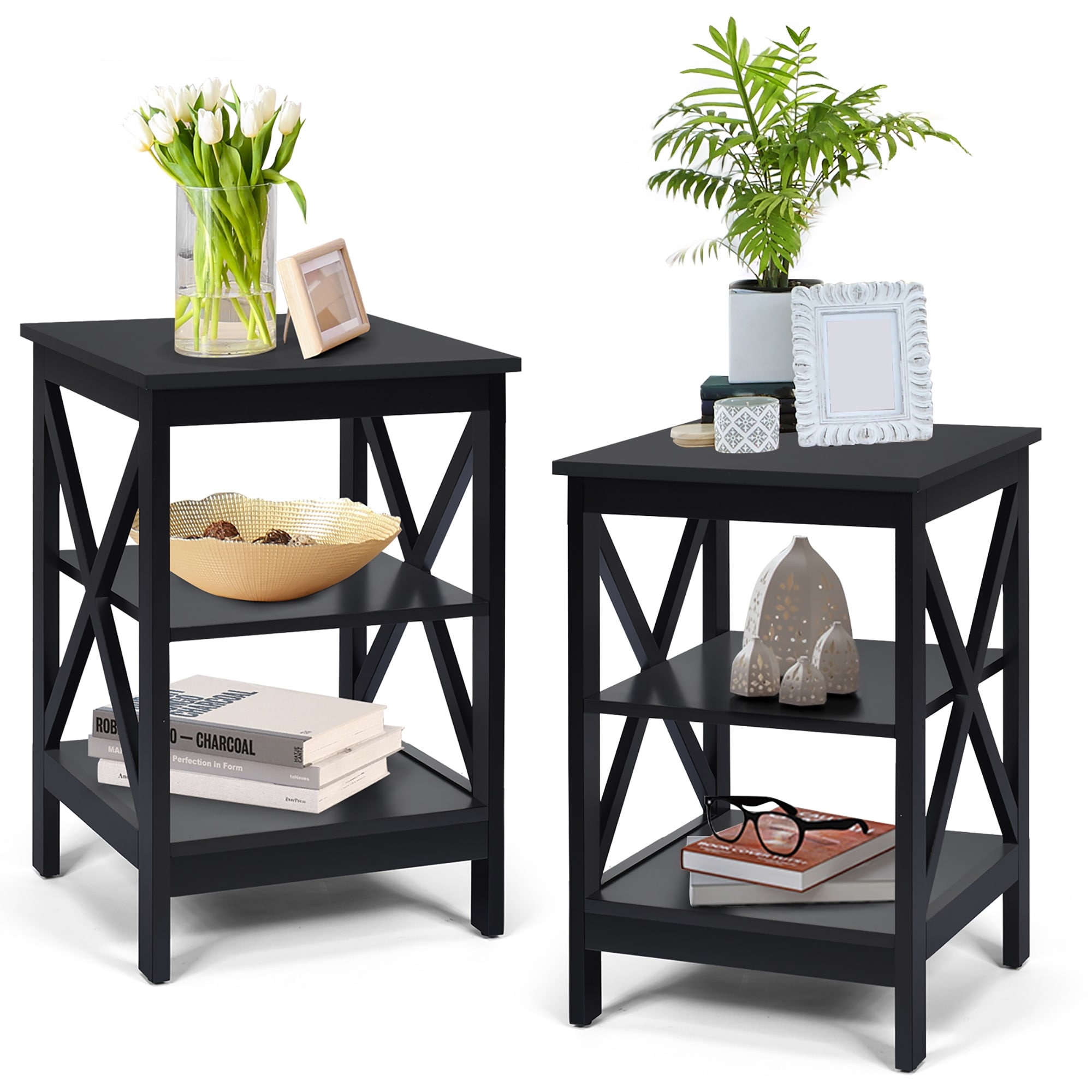 Copper Grove Nurota 3-tier X-cross End Tables (Set of 2)