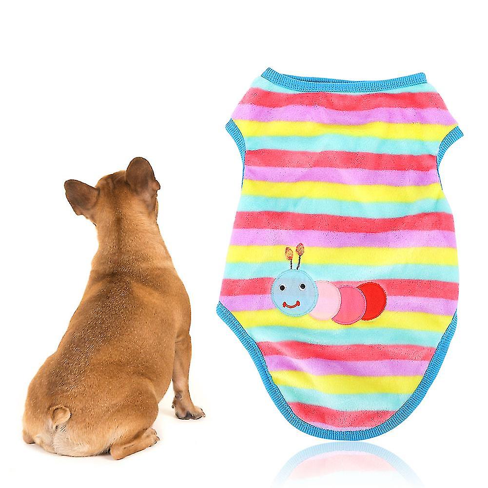 Breathable Warm Pet Dog Cat Winter Sweater Coat Jacket Clothes Rainbow Cartoon Pattern (M)