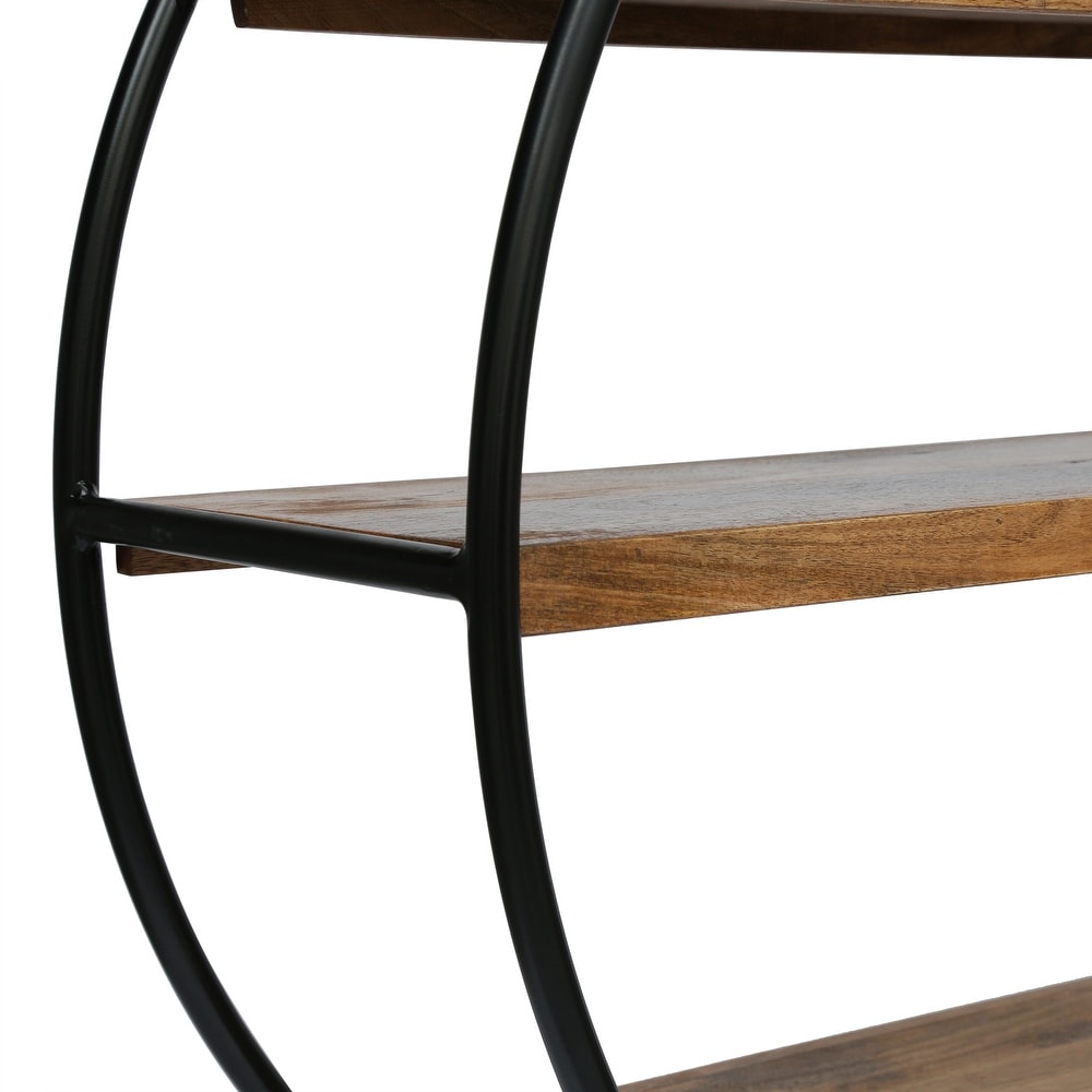 Dundas Indoor Mango Wood Handcrafted Circular Shelf by Christopher Knight Home