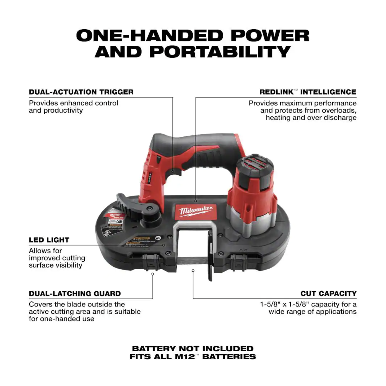 Milwaukee M12 12V Lithium-Ion Cordless Sub-Compact Band Saw (Tool-Only)