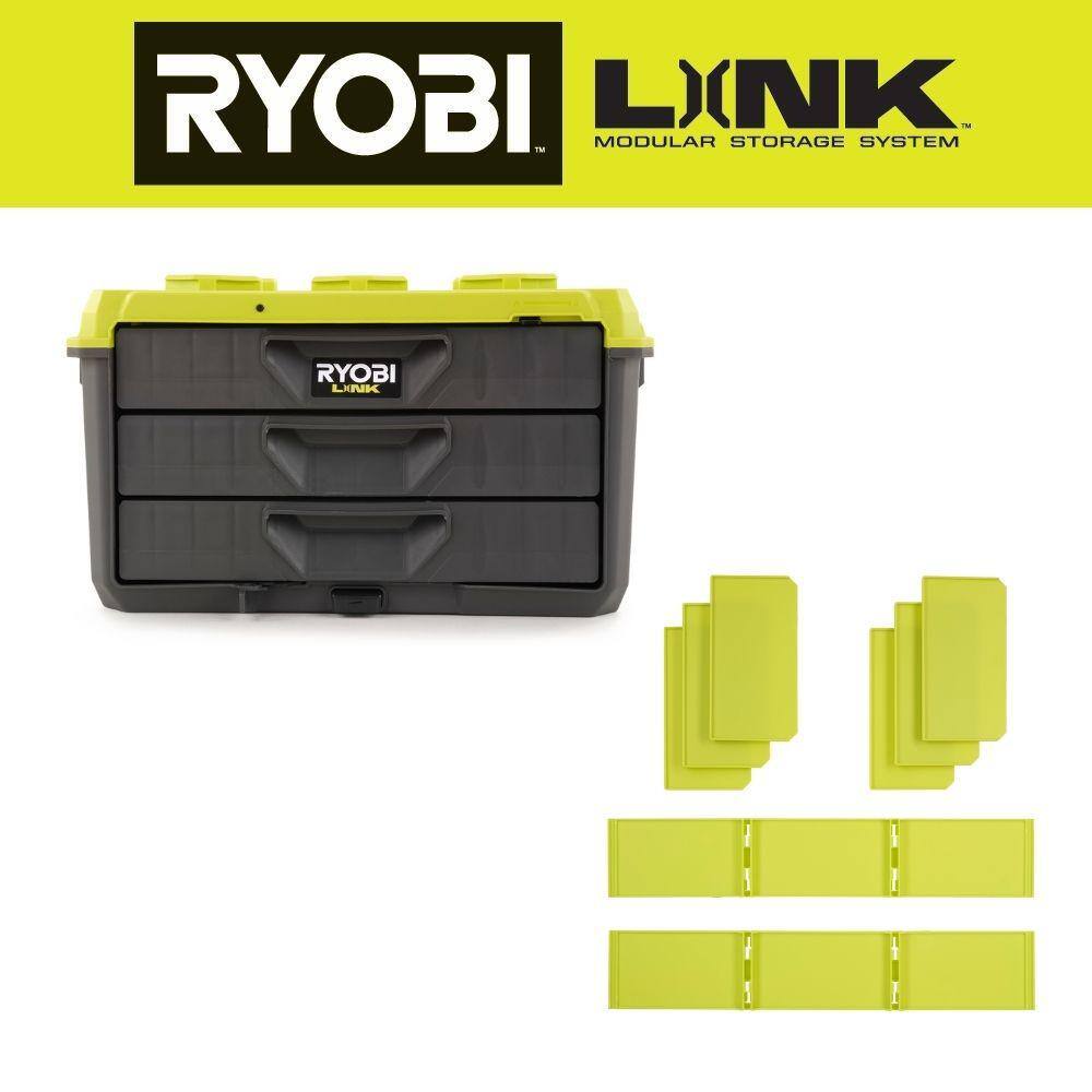 RYOBI LINK 3-Drawer Tool Box with 3-Drawer Divider STM302-STM310