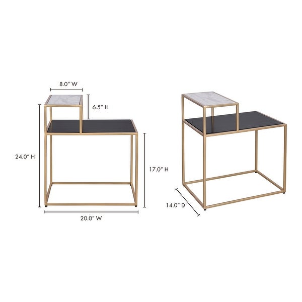 Aurelle Home Mietra Modern 2 Tier Geometric Side Table