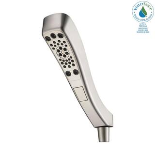 Delta 4-Spray Patterns 1.75 GPM 2.38 in. Wall Mount Handheld Shower Head with H2Okinetic in Stainless 59552-SS-PK