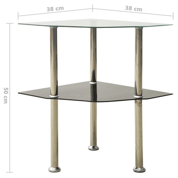 vidaXL 2-Tier Side Table Transparent and Black 15