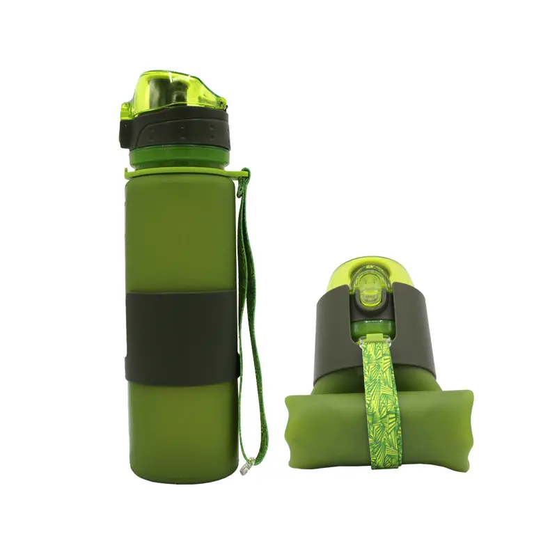 Custom Logo 500ml BPA Free Silicone Collapsible Drinking Water Bottle For Sports Outdoor