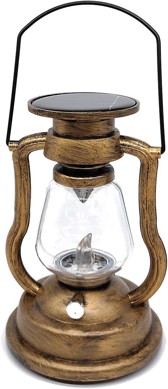 Solar Candle Light Oil Lamp Flickering Flameless Solar Yard Lighting-Gold