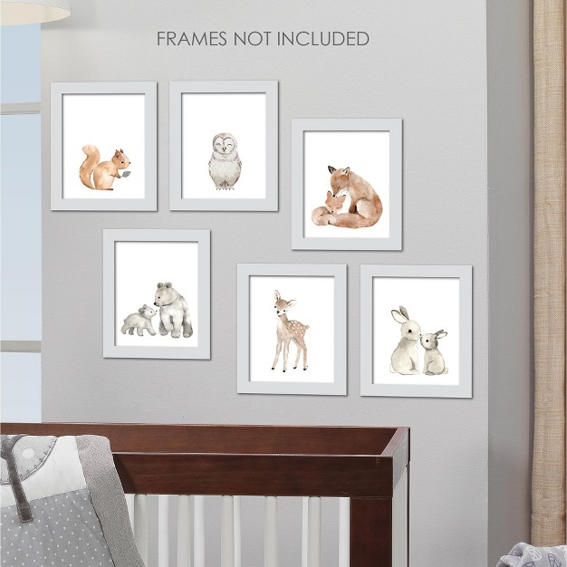 Lambs amp Ivy Watercolor Woodland Animals 6 piece Unframed Nursery Wall Art Decor