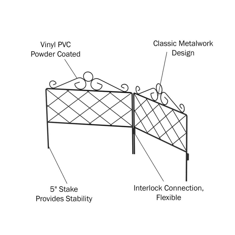 Pure Garden 16.5 in. Metal Decorative Azalea Garden Fencing (Set of 5) HW155059