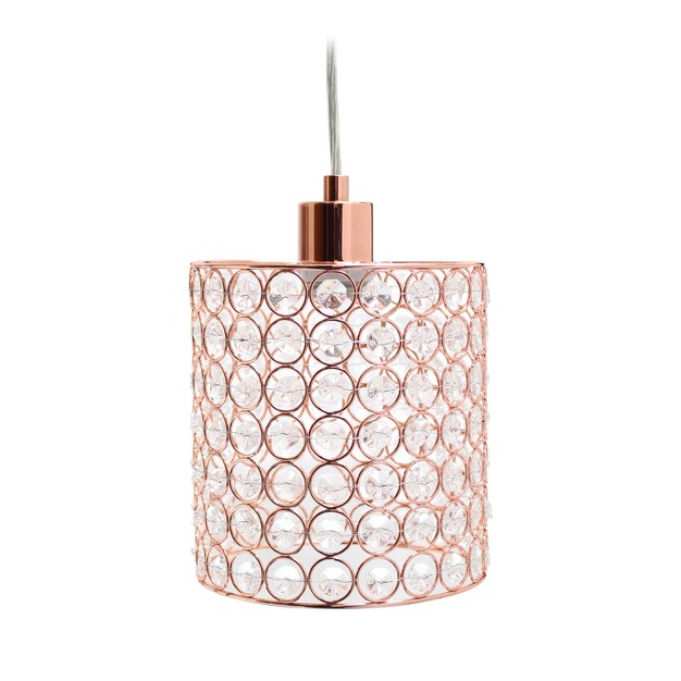 Elipse Crystal Cylinder Pendant Ceiling Light Rose Gold Elegant Designs