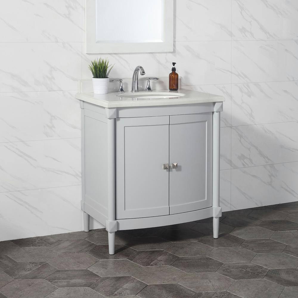 Home Decorators Collection Parkcrest 30 in. W x 22 in. D Vanity in Dove Grey with Marble Top in White with White Sink Parkcrest 30