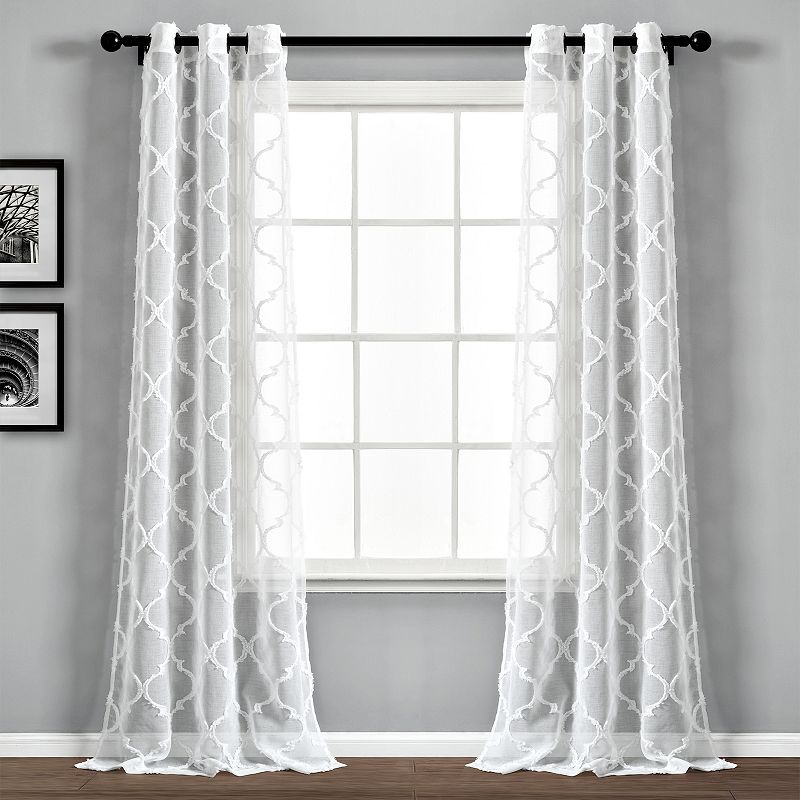 Lush Decor 2-pack Avon Trellis Grommet Sheer Window Curtain Set