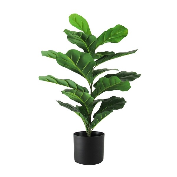 27in Real Touch Artificial Small Fiddle Leaf Fig Tree Plant in Black Pot