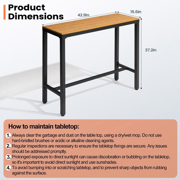 Pellebant Patio Outdoor Bar Table Rectangle Pub Table Dining Table