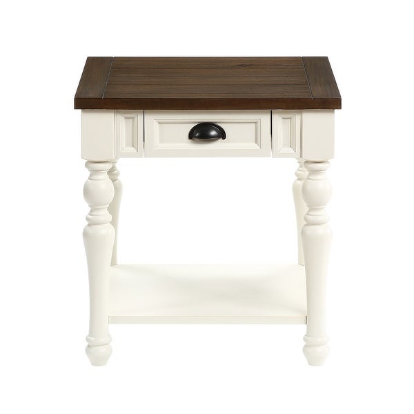 The Gray Barn Jillian Two-tone Ivory and Mocha Wood 1-drawer End Table