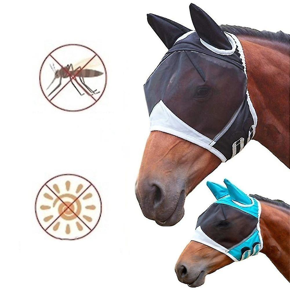 Fine Mesh Fly Mask With Ears And Nose Breathable Horse Face Mask Mosquito Repellent Horse Hood Horse Face Mosquito Repellent Stretch Horse Flight Mask