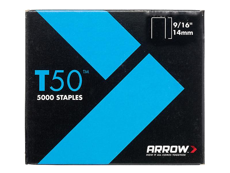 Arrow T50 Staples 14mm (9/16in) Pack 5000 (4 x 1250) ARRT50916