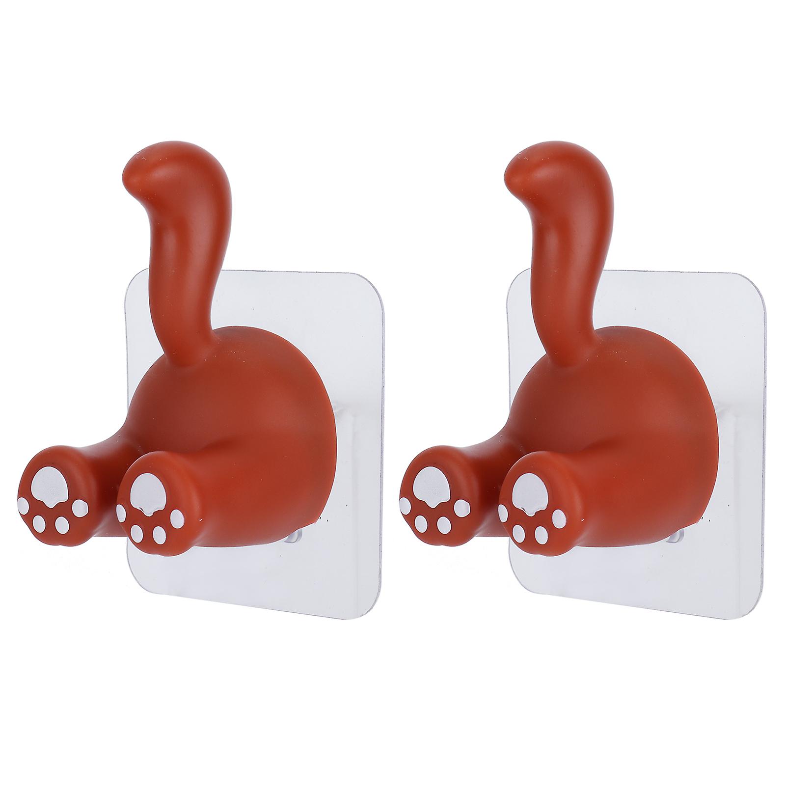 2 Pcs Animal Tail Hook Punchfree Animal Tail Sucker Hook For Matte Glass Ceramic Tiles Marble Metal(red )